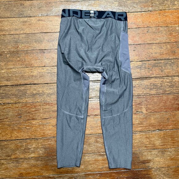 Under Armour Men's HeatGear 3/4 Leggings, Carbon Heather / Grey, M - Picture 5 of 5